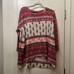 Gently worn printed Nally & Millie tunic sweater, one size